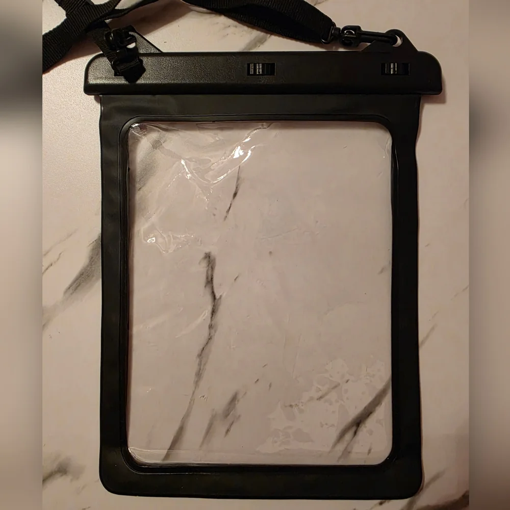 Universal Black Waterproof Tablet Pouch with Shoulder Strap